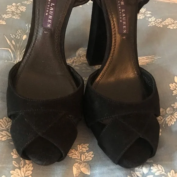 MINT! Ralph Lauren Purple Label Kabria Black Suede Heel - Picture 9 of 14